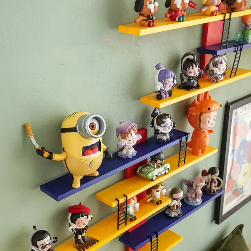 5 Layers Blind Box Wall Hanging Rack for Doll Storage Display Rack Colorful Stepped Ladder Type Action Figure Organizer