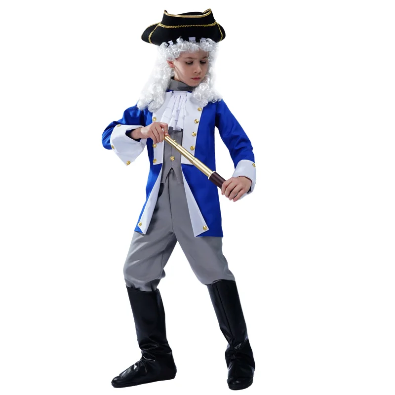 Children Cosplay Pirate Captain Costume Halloween Holiday Party Clothes Boys Fashion Stage Suit Costume Performance Costume