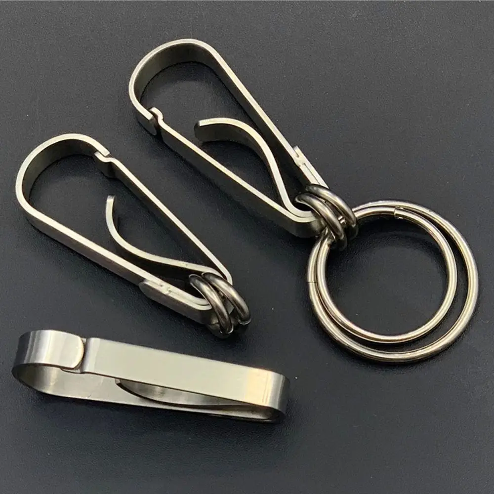 Business Style Carabiner Key Clip Polishing Smooth Stainless Steel Men Key Rings Theft-resistant Anti-rust Car Key Chain