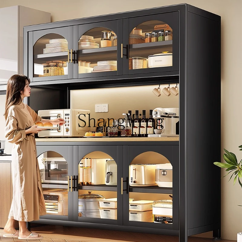 

DHY glass door kitchen rack floor-to-ceiling multi-functional storage side storage cabinet