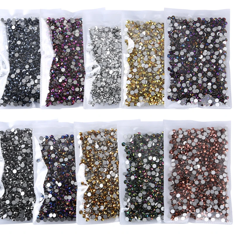 VCCrystal SS4-30 Strass con retro piatto color metallo Glitter Pietra decorativa in cristallo di vetro per abiti da nail art Strass incollati