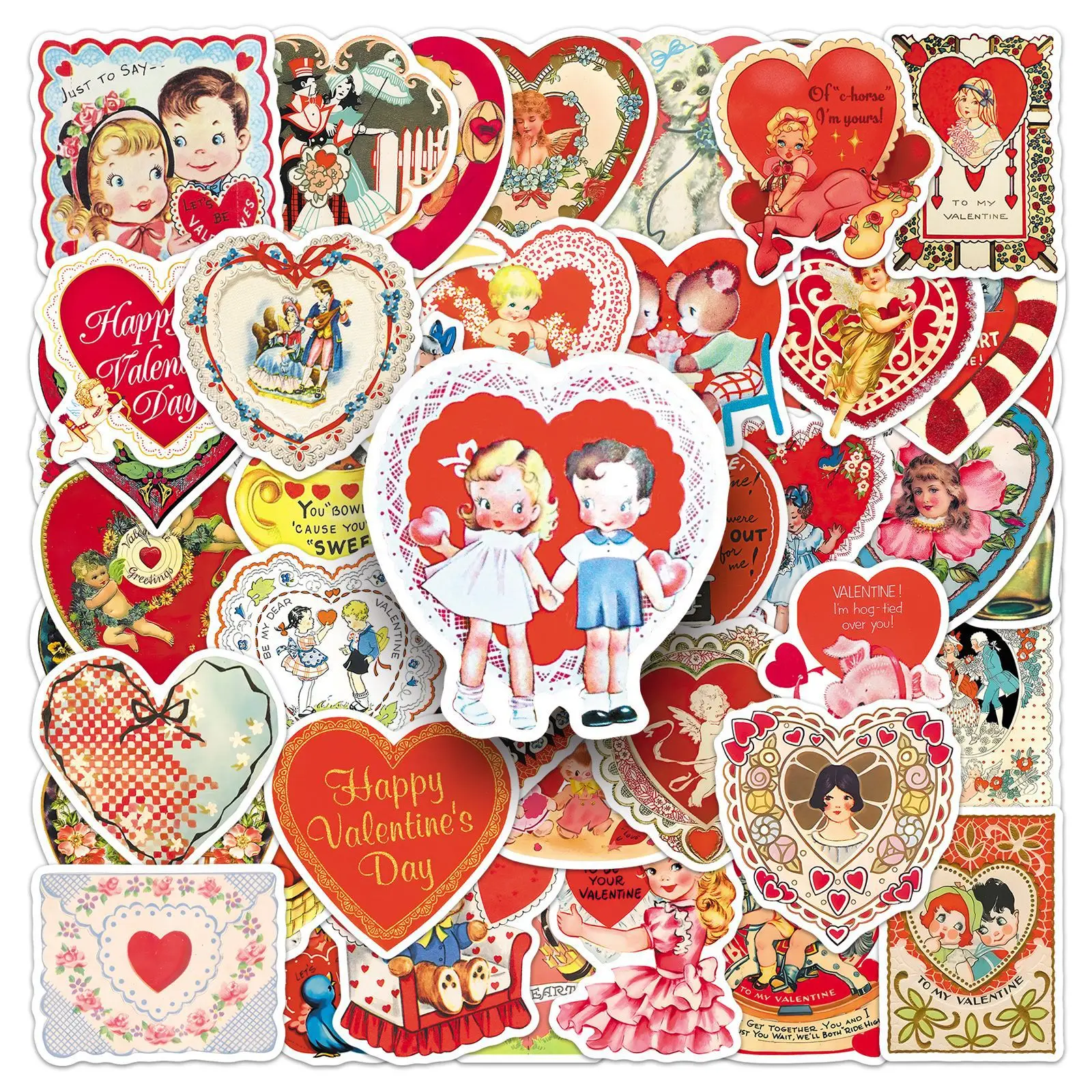 

10/50PCS Cute Retro Valentine's Day Stickers Graffiti DIY Decoration Mobile Phone Case Notebook Water Cup Toy Gift Stickers