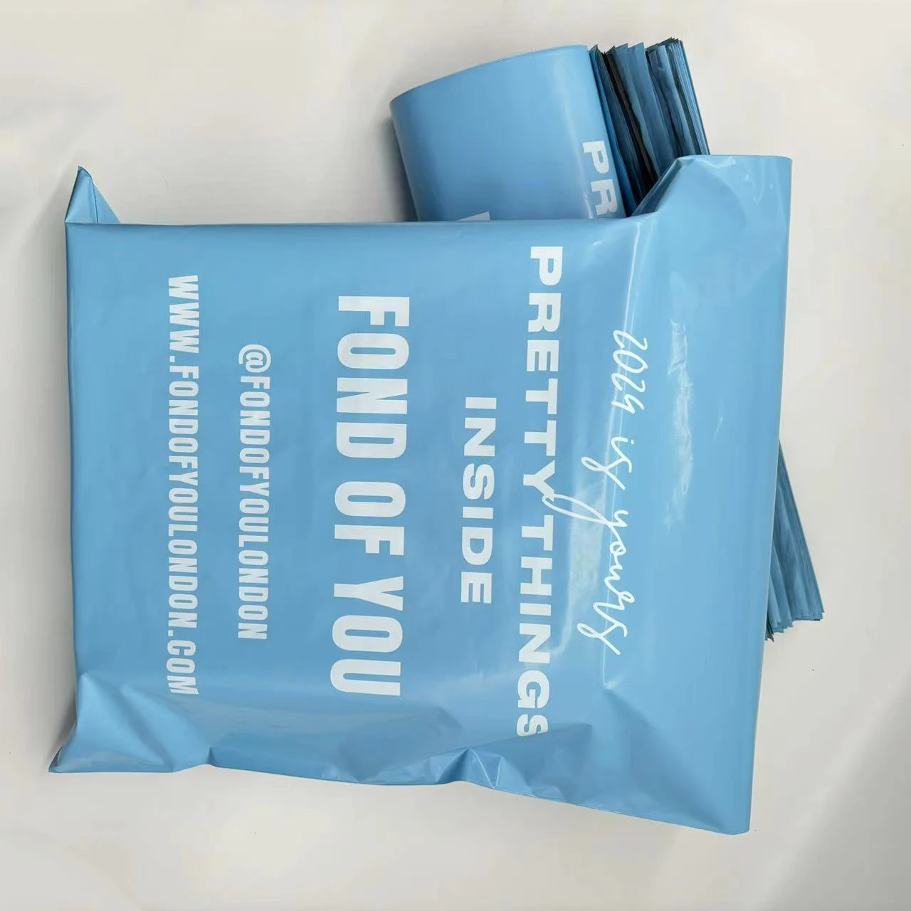 100 Pcs Custom Light Blue Poly Shipping Mailing Bags For Clothing Hoodies Shoes Shipping Mailer