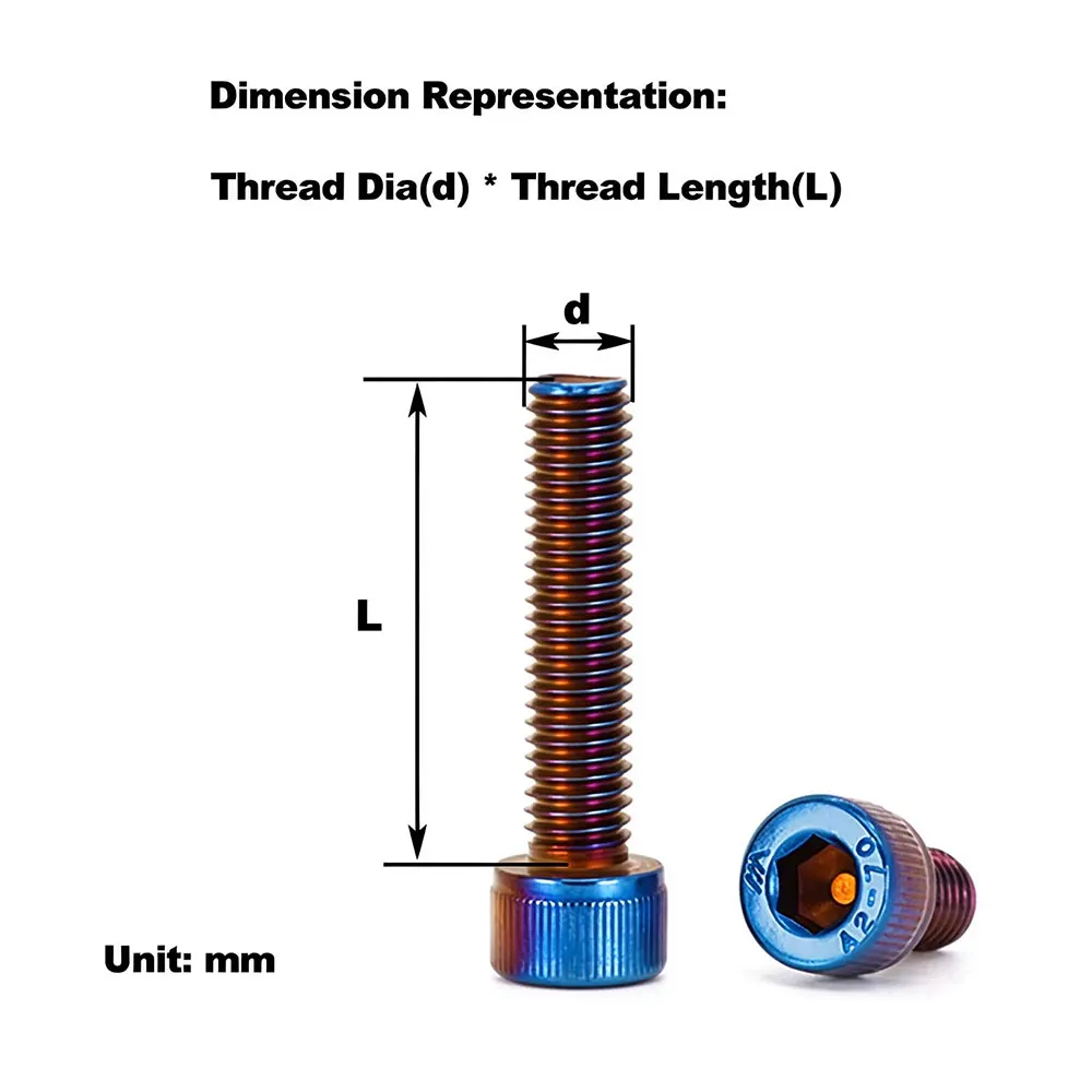 304 Stainless Steel Cup Head Hexagonal Titanium Blue Bolt/Modified Universal Screw