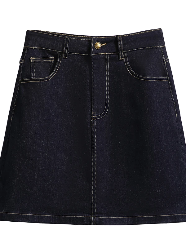 Retro macio denim a linha saia feminina plus size verão anti-luz solto ajuste cintura alta midi saia anti-luz saia calças