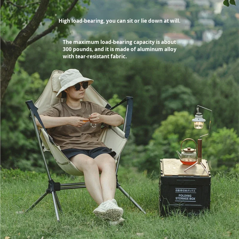 

Outdoor Folding Rocking/Swing Chair For Camping Leisure Lunch Break Portable Adult Use Fishing Backrest