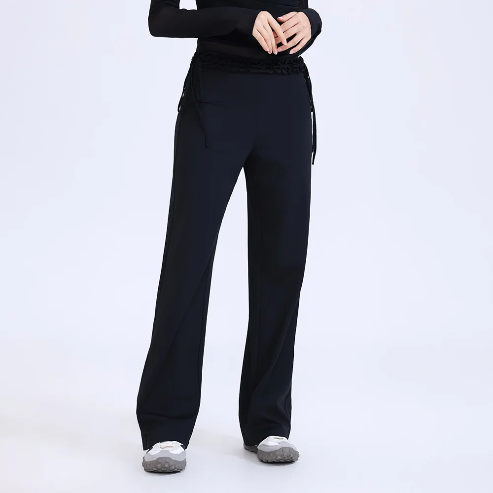 Colorful Lace Wide Leg Sports Pants, Loose and Slimming Sports Pants, Outdoor Running Pants, Straight Leg Pants for Women