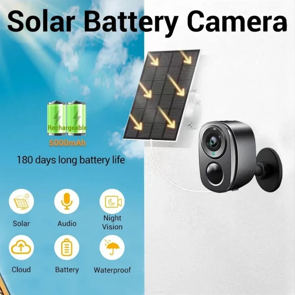 2pcs 5MP 4G Solar Camera Wireless Outdoor Security Camera Color Night Vision Battery Powered Support WiFi PIR Waterproof Two-Way