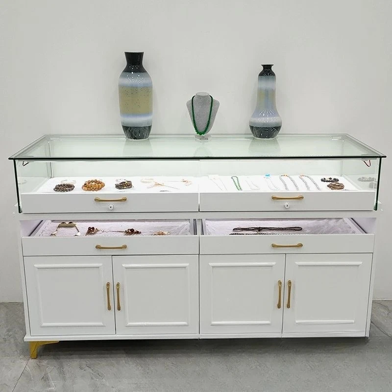 Jewelry cabinet Glass transparent display cabinet Pull jewelry display cabinet