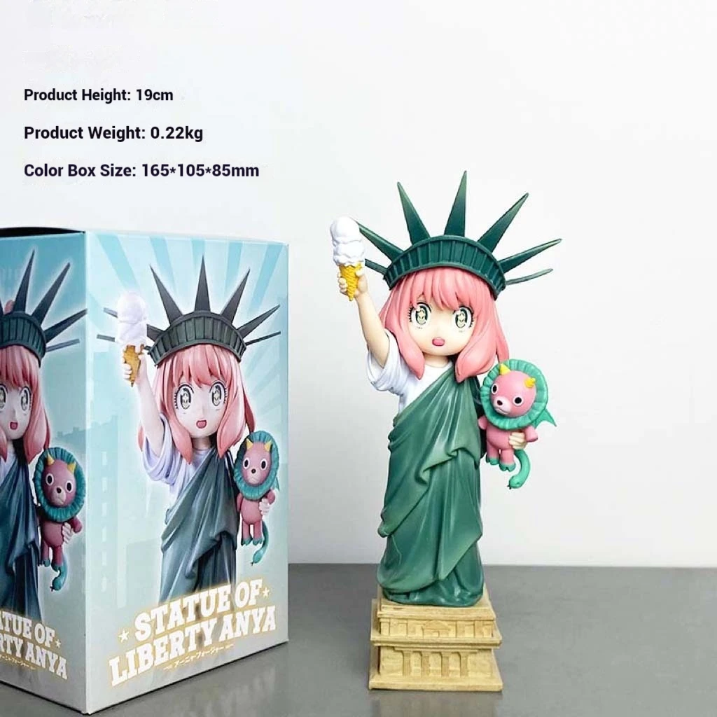 19cm espião × família anya forger estátua da liberdade anime menina figura de ação modelo estátua coleção decoração desktop ornamento brinquedos