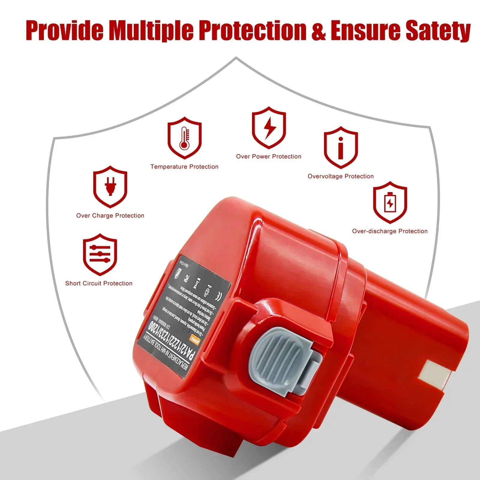 Batteria Ni-Mh da 4000 mAh per Makita 1200 1220 1201 1222 1233SA/B1235 192681 -5 Batterie per elettroutensili PA12 Batteria da 12 V