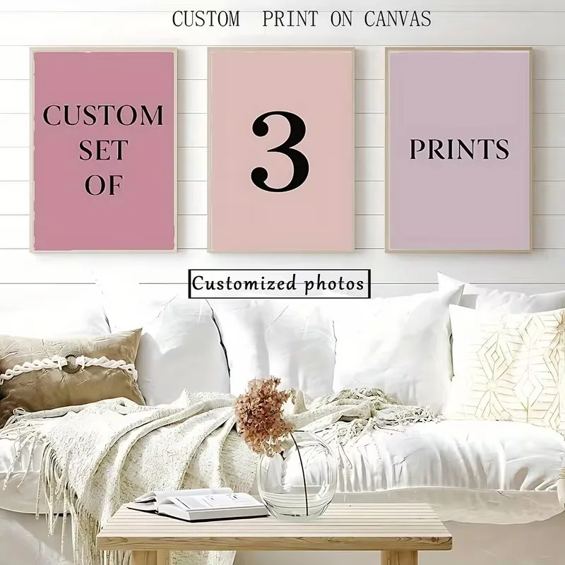 3pcs/set Personalized Custom Canvas Printing Photo Suitable for Family Life Pets Scenery Couple Weddings Home Decor Poster Gifts