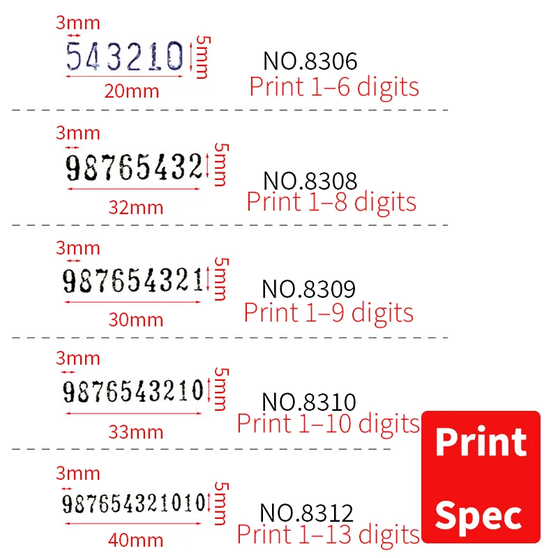 Numeratore automatico a 8 cifre SUNWOOD, timbro numerico in metallo per codifica ufficio e documenti, modello 8308