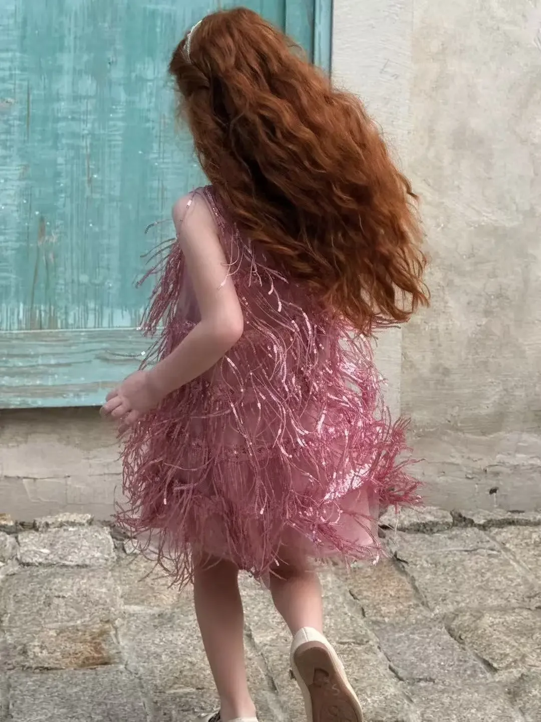 Girls French Tassel Princess Summer Dress Children Baby Birthday Gown Sweet High-End Feelment One-Piece Dress 90-150CM