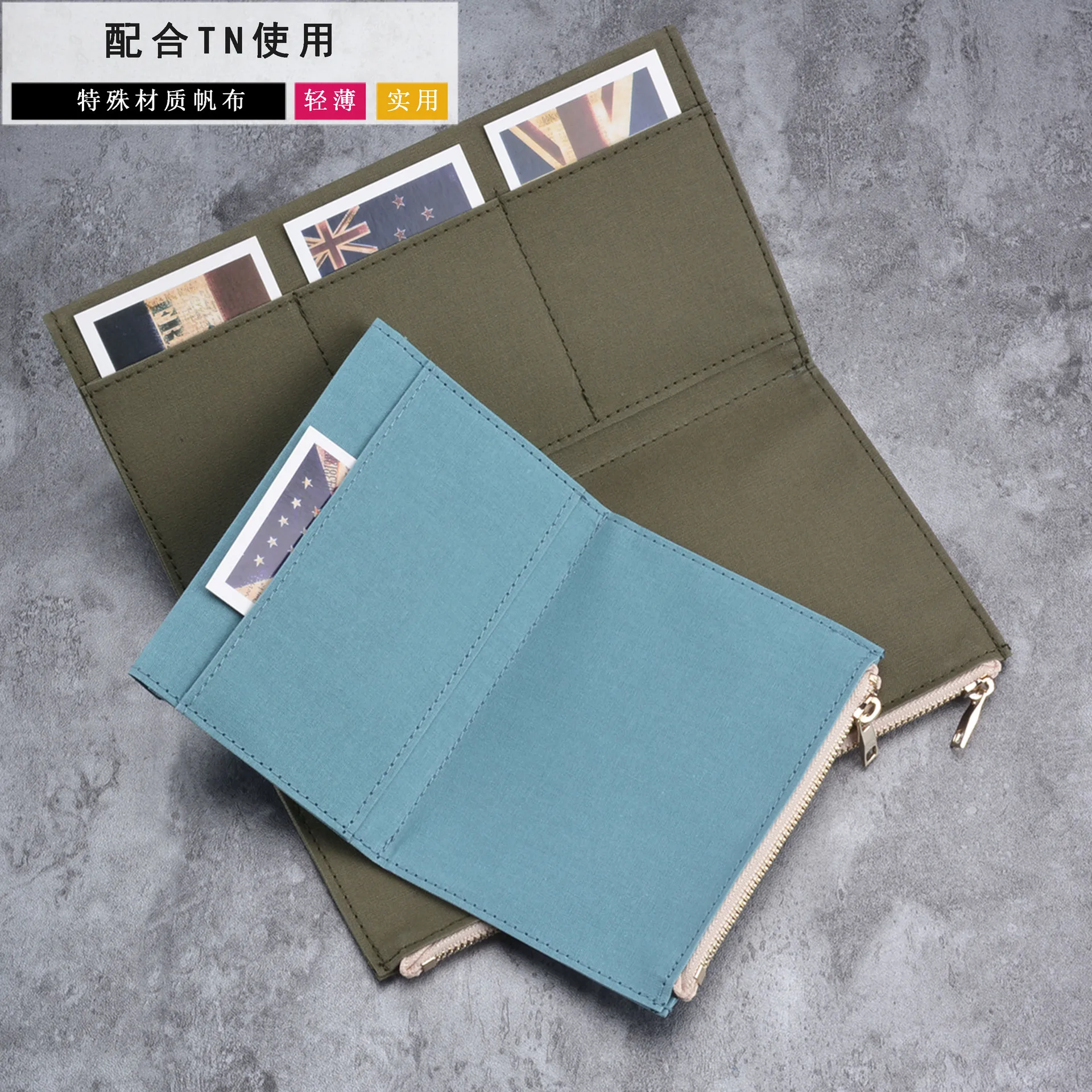 Traveler's Factory Tn Canvas Zipper Storage Pouch Lightweight Slim Card Slots Pouch For Traveler Notebook Stationery Storage