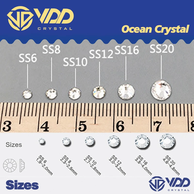 VDD SS6-SS20, gemischte Größen, 6-Fächer-Box, Glasrhinestones, Kristall-Flachsteine, Glitzersteine für Nagelkunst, Zubehör, DIY-Bastelarbeiten, Dekoration – Detail 6