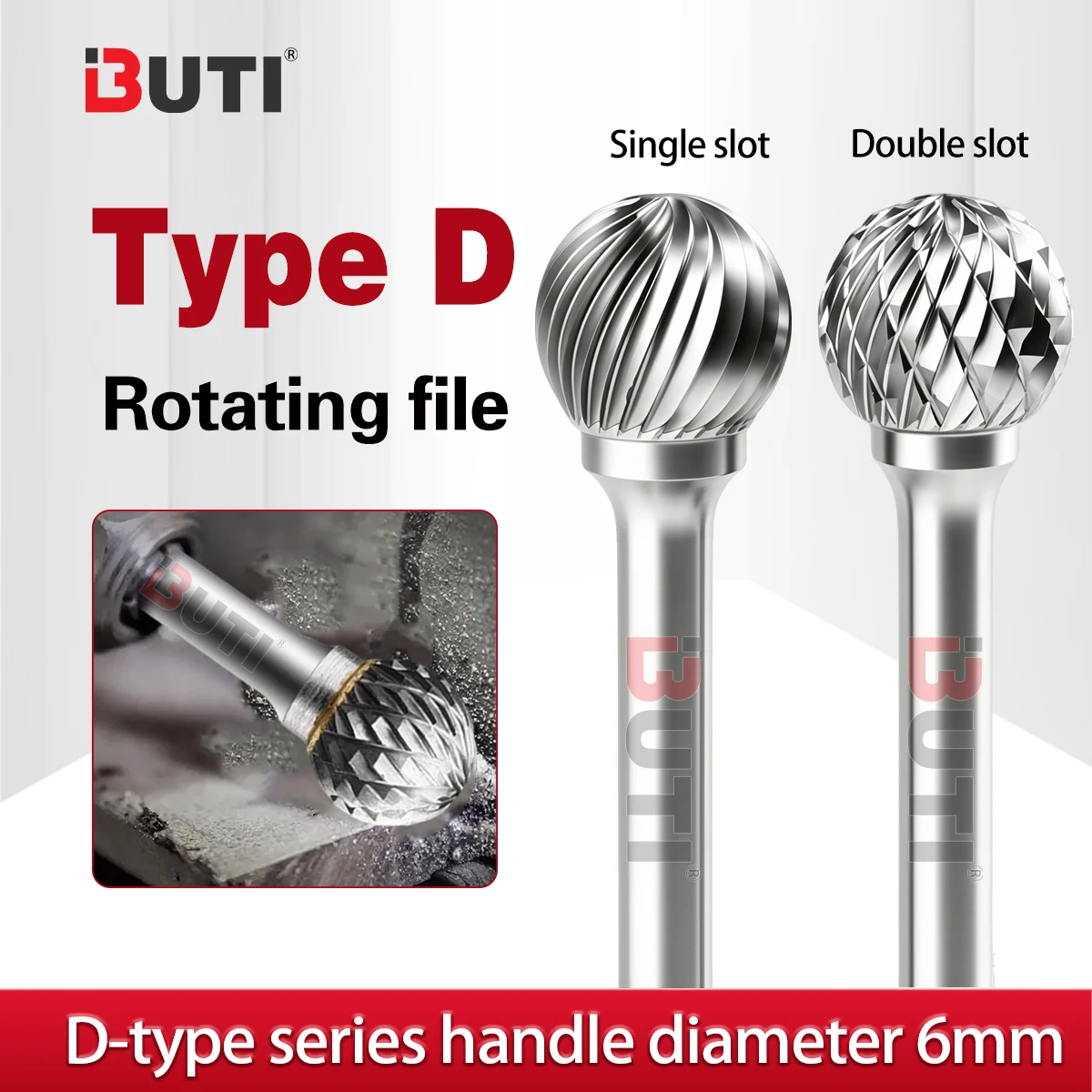 

1PCS Rotary File D-type Spherical Shape 3 Handle Milling Cutter Double Slot D0605M06/D1210M06/D1412M06/DX1412M06/D18/D20/D25