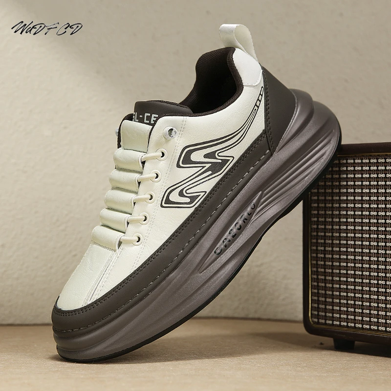 

Массивные кроссовки, мужские дизайнерские легкие подходящие спортивные туфли, модные повседневные туфли из кожаной ткани, дышащие туфли на платформе с увеличенной высотой