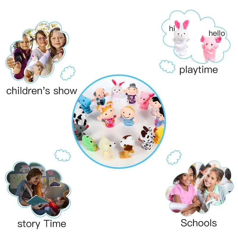 10 Uds. Marioneta de dedo para bebé, juguete de peluche, Animal de dibujos animados, juego de rol familiar, contar historia, muñeca de tela, juguetes educativos para niños