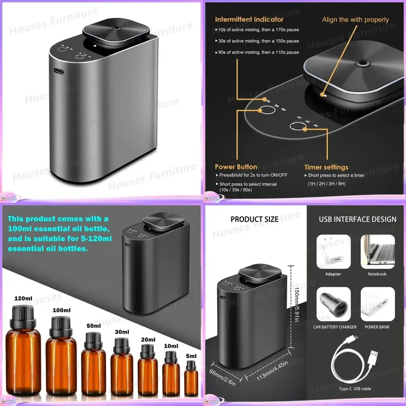 230 Wireless Car Aroma Diffuser Rechargeable 4000mAh USB Essential Oil Nebulizer Remote Control Waterless Air Freshener for
