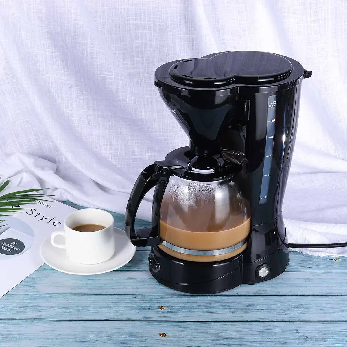 12 Cups Coffee Machine Mini Automatic Dripping Home Office Coffee Maker Multi-function Brew Tea Coffee home appliances