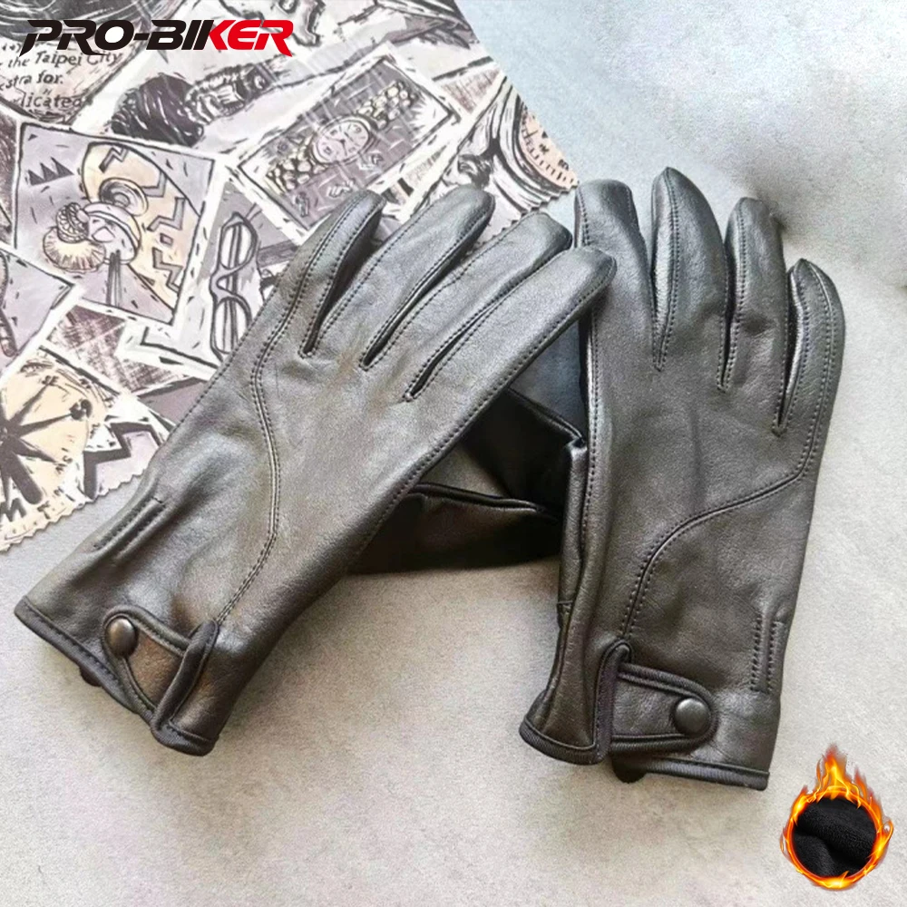 

Winter Leather Gloves For Keeping Warm Riding Motorcycles With Suede Leather Gloves For Vintage Motorcycle Equipment
