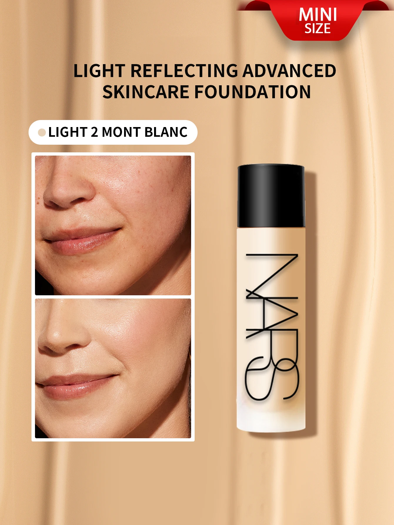 Nars Light Reflecting Foundation - Advanced Makeup - Skincare Hybrid Foundation Mini Size - #MONT BLANC-LIGHT 2
