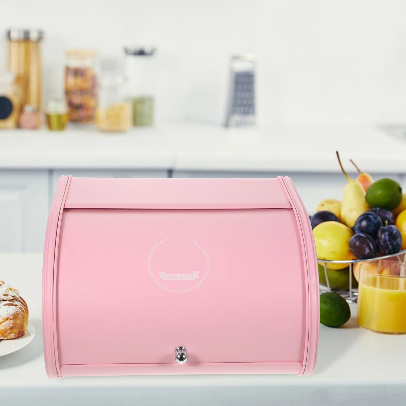 

1pcs Iron Bread Box Retro Rustproof Storage With Ventilation Roll Top Design For Kitchen Bakery Snack Organizer Non Base Pastry