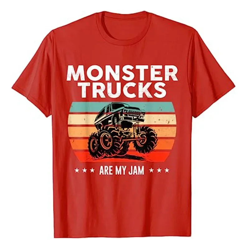 몬스터 트럭은 나의 잼 빈티지 티, 레트로 선셋 멋진 엔진 티셔츠, 몬스터 트럭 자동차, 생일 소년, 아들 선물, 귀여운 탑