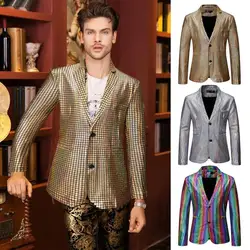 Men's Disco Costume Shiny Sequins Suit Jacket Halloween Outfits Two Button Blazer Tuxedo Disco Glitter Party Blazer For Party