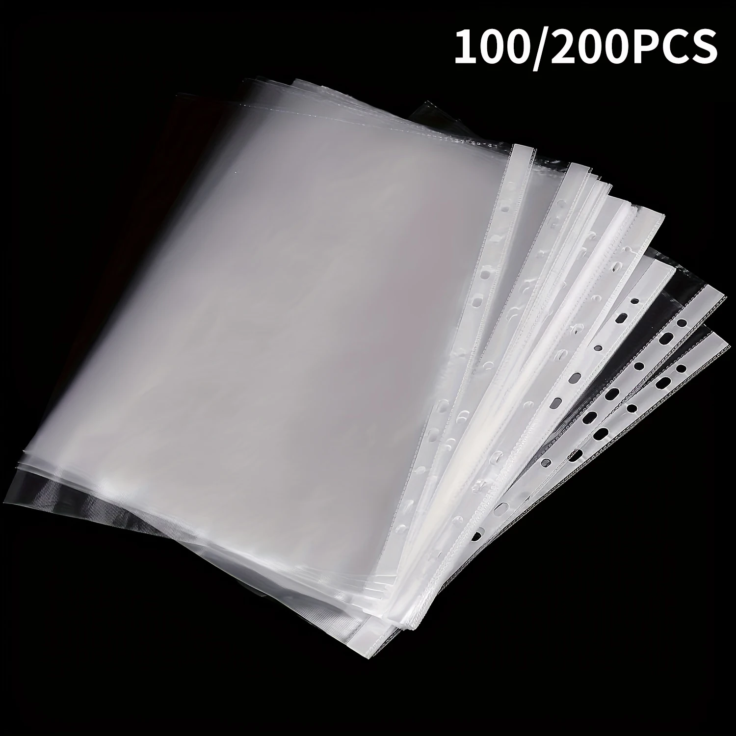 

100/200 шт. прозрачных защитных пакетов для документов формата А4 с 11-дырочным перфорированным дизайном. Защитные чехлы для документов, для студентов