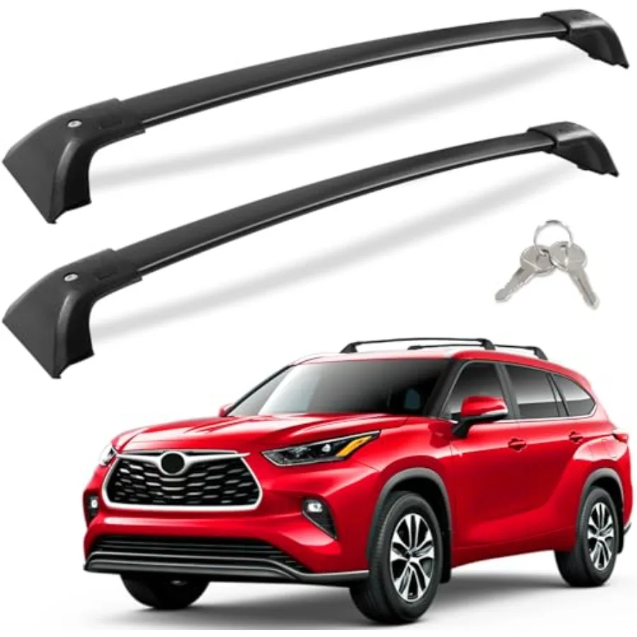 

Lockable 260lbs Cross Bars Roof Racks for Highlander 2020-2026 XLE Limited Platinum Hybrid Heavy Duty Aluminum Metal Crossbar