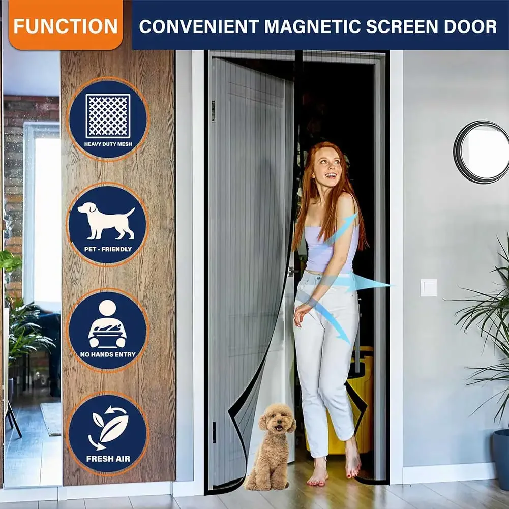 Mosquito Net Curtain Magnets Door Mesh Insect Sandfly Netting with Magnets on The Door Mesh Screen Automatic Closing Door Screen