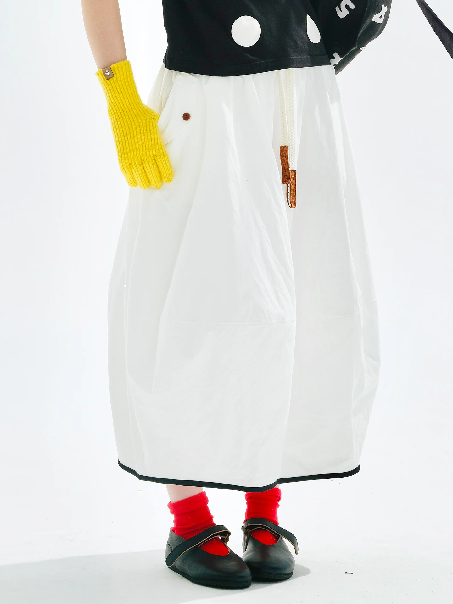 Original Japanese-style half-length dress, 2025 early autumn, artistic twill workwear mid-length high-waist frilly skirt255168