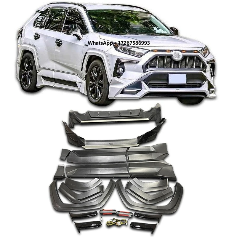 

Car body kit 20 T0y0ta RAV4 style body kit front and rear bumpers spoiler diffuser front lip side skirt rear lip