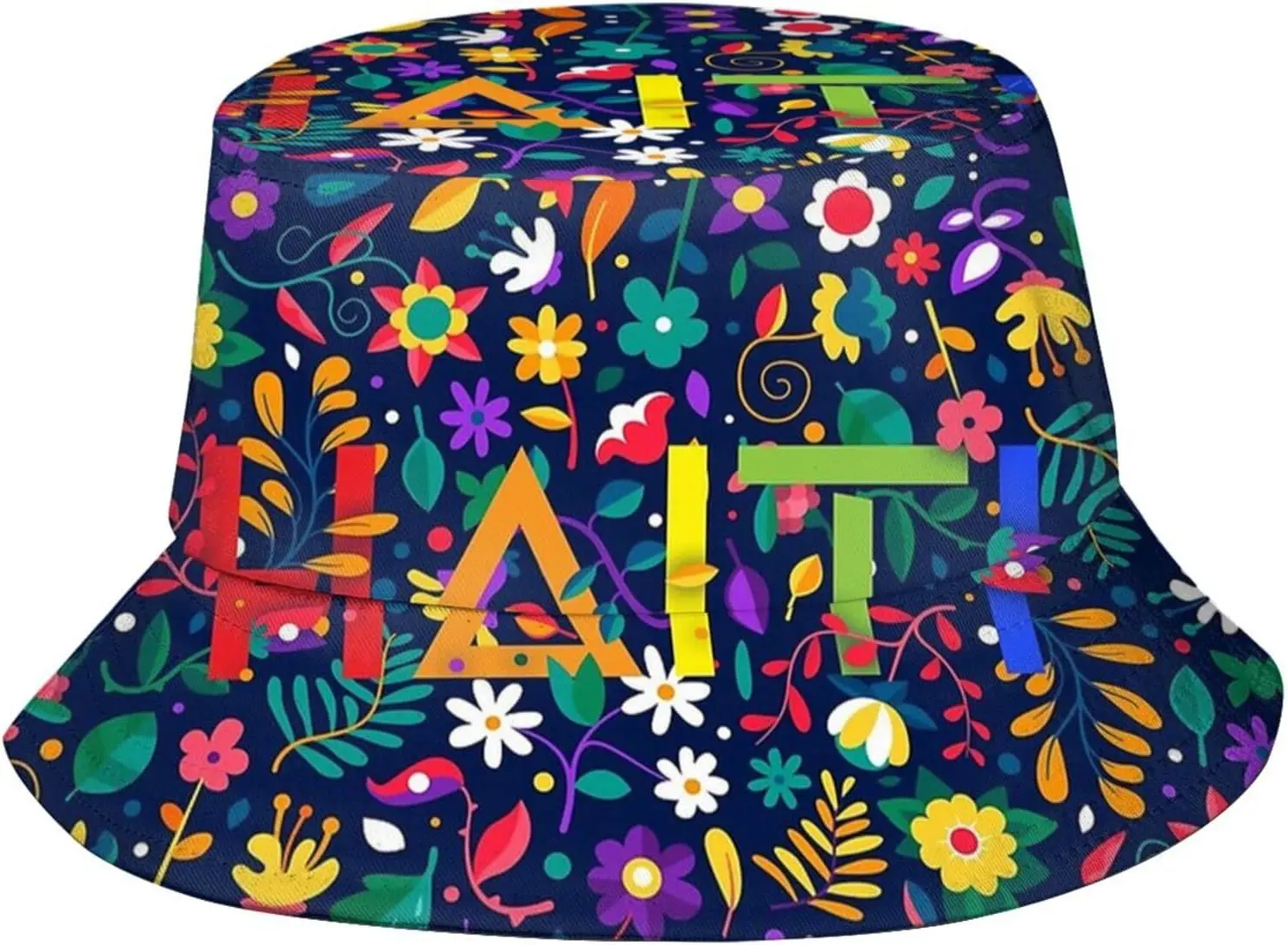 Unisex Cute Haiti Flag Print Bucket Hat Summer Travel Fisherman Cap Outdoor Haitian Sun Hats for Women Men Teens