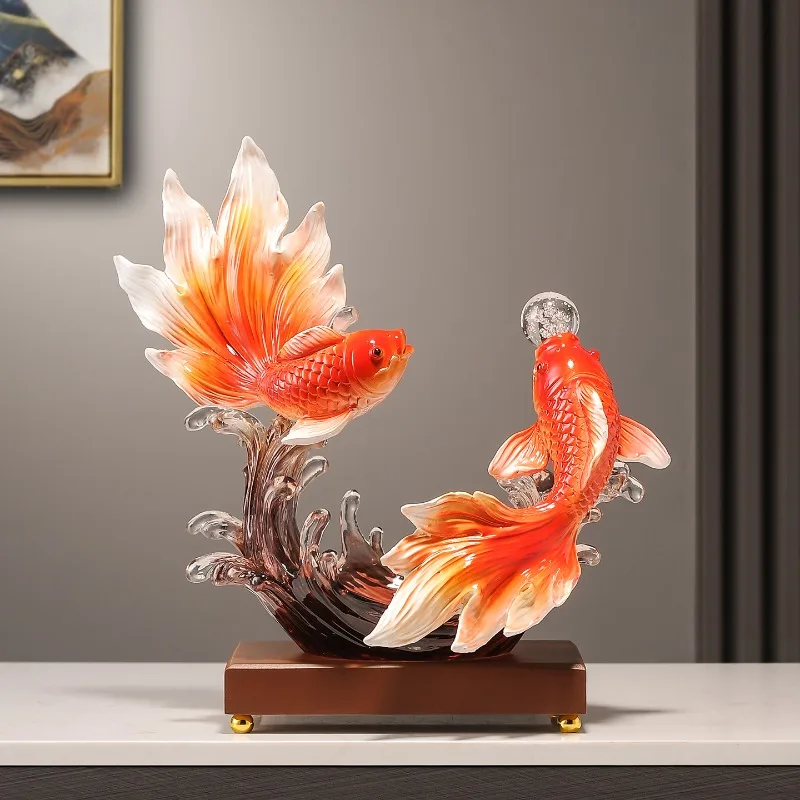 

Home Decor Statuette Every Year,Entrance Key Storage Ornament,Living Room TV Cabinet Office Desk Fish Statue Decoration Gift