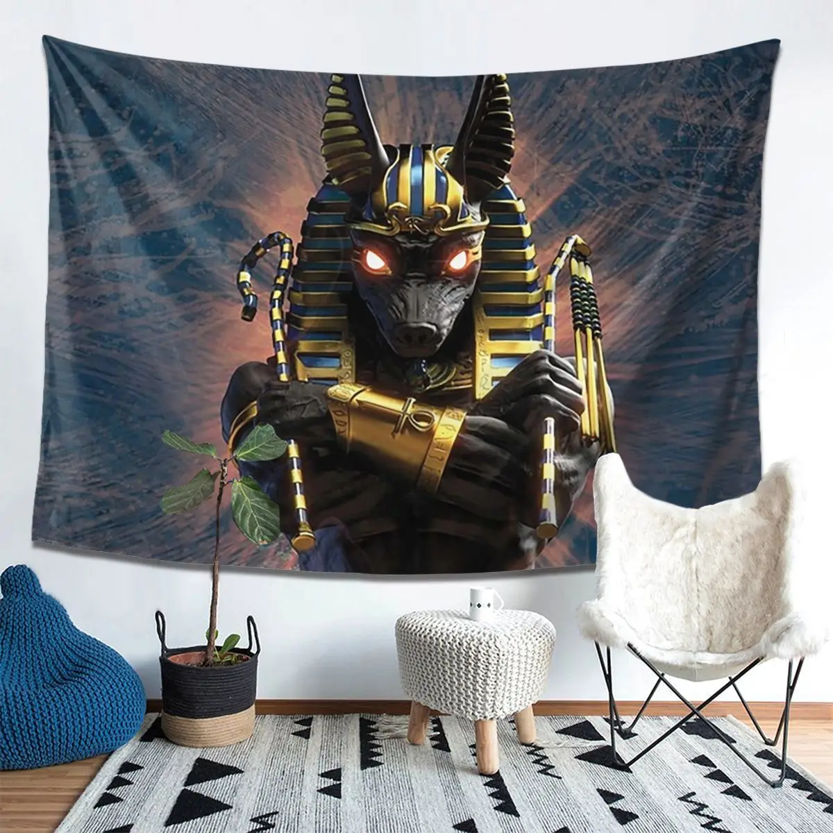 

Egyptian God Anubis Art Tapestry Decor Art Aesthetic Tapestries for Living Room Bedroom Home Wall Cloth Wall Hanging