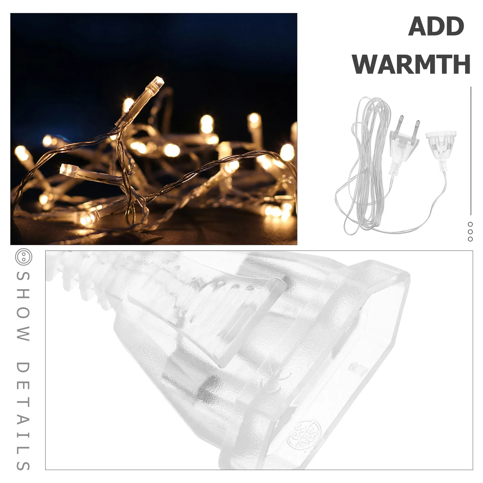 

2Pcs LED String Extension Cord 3M Clear Christmas Light Extender Ideal for Home Party Indoor Outdoor Electrical Product