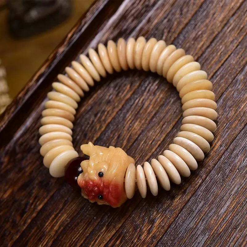 Tibetan Tablet Camel Single-Wrap Half Blood Bone Xingshi Flexible Ring Beads Accessories Retro Bracelet