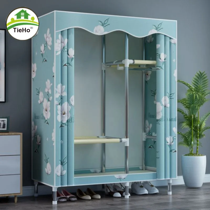 Household Fabric Foldable Wardrobe Large Capacity Cloth Bedroom Cabinets Solid Frame Dormitory Simple Closets Home Furniture