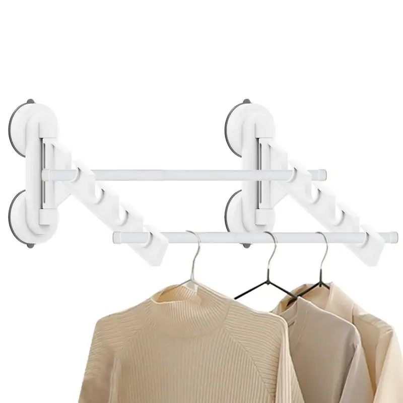 

Foldable Clothes Hanger Rack Suction Cup Vacuum Dryer Laundry Rack Space Saving Clothes Drying Pole Indoor