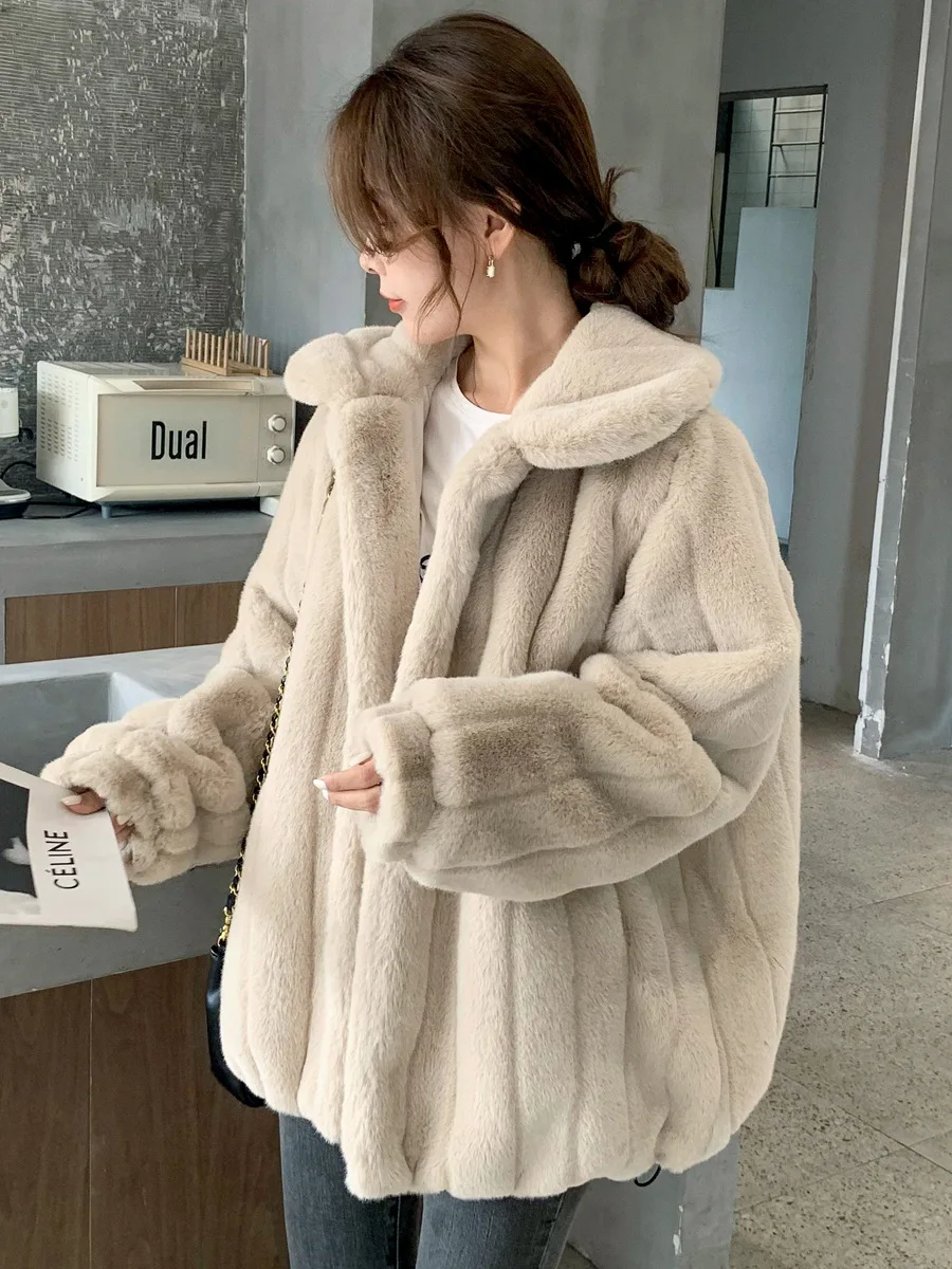 Kunstpelz-Top-Mäntel für Damen, haarig, gerader Schnitt, Nachtclub-Frau, Chaquetas im koreanischen Stil, Highstreet-Länge, ikonische zweireihige Ins