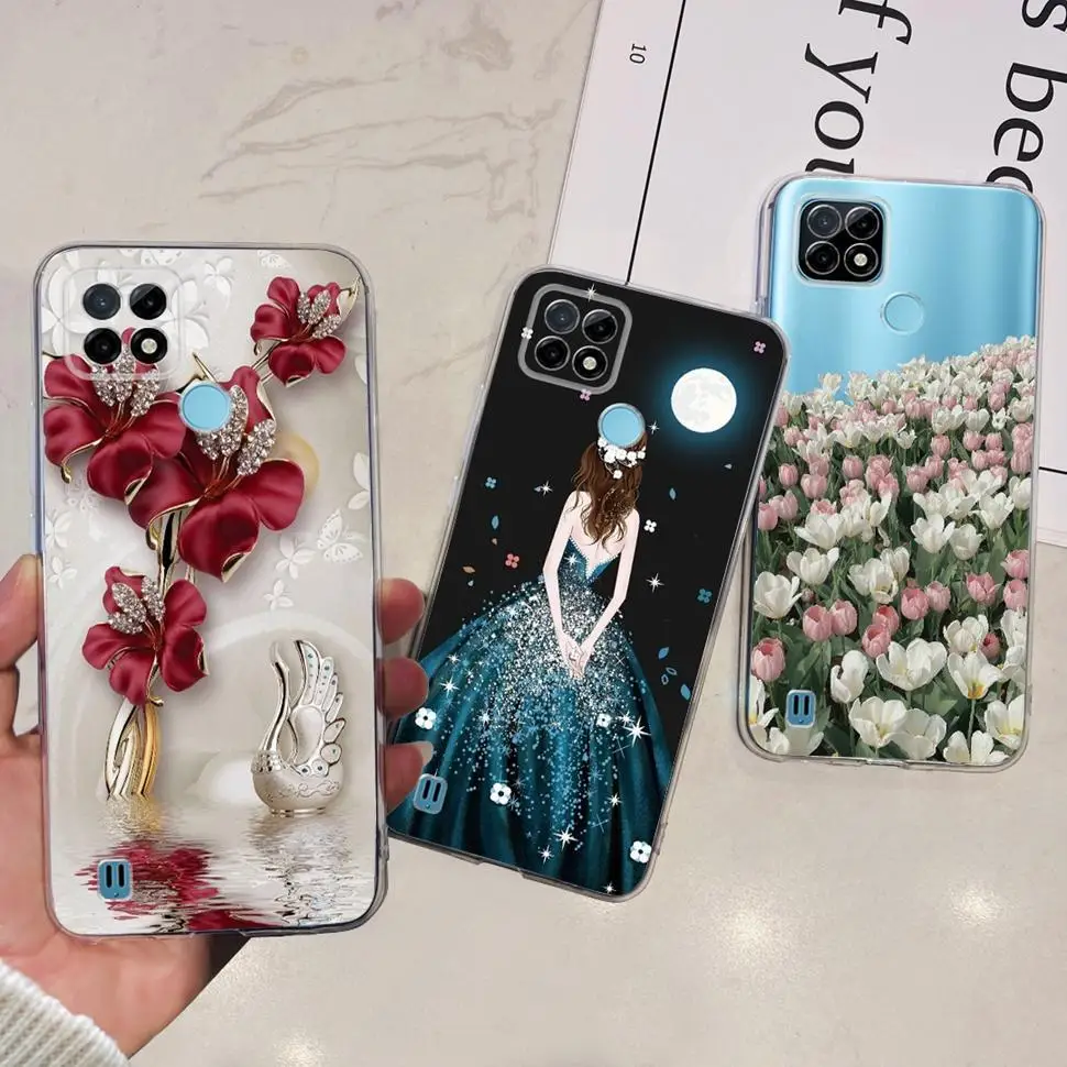 Для Realme C25Y Чехол с рисунком животных Мягкий силиконовый чехол для телефона Realme C 21Y 25Y C25Y C21Y Бампер RMX3268 RMX3269 Coque