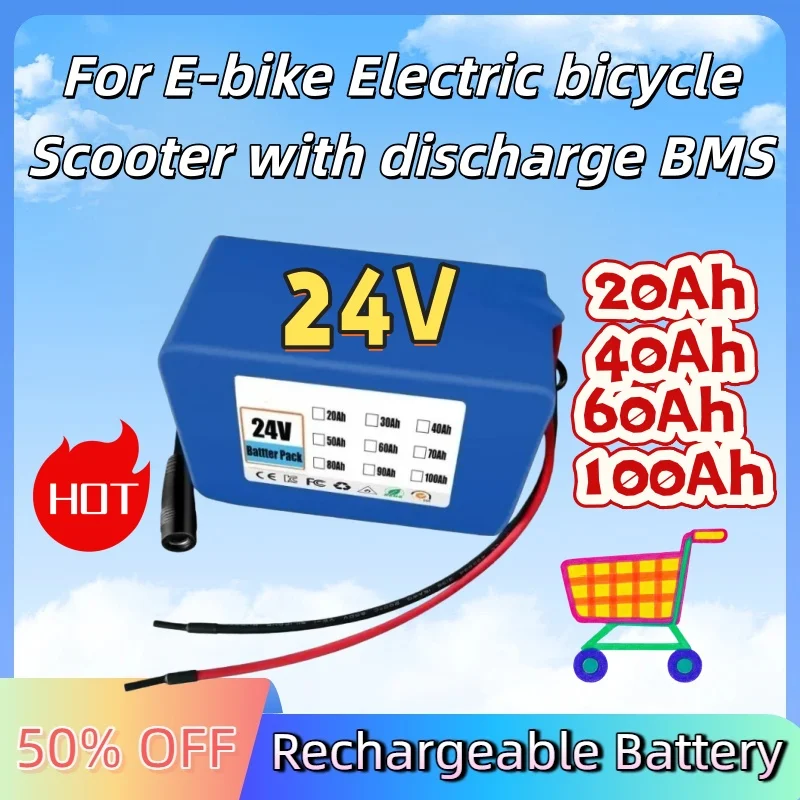 

6S4P High Capacity for 24V E-bike Electric Bicycle Scooter with Discharge BMS 24V 20Ah 40Ah 60Ah 100Ah Lithium Ion Battery Pack