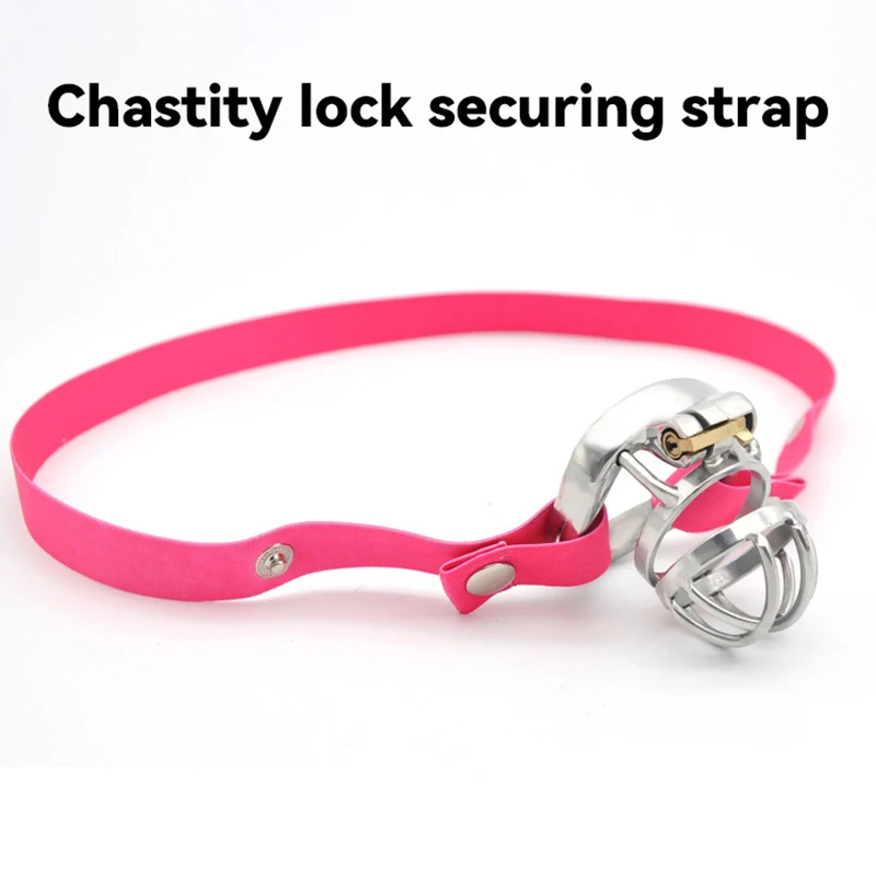 18+ Male chastity cage chastity lock anti-shedding device fixed elastic strap auxiliary strap adjustable scrotum ring sex toy