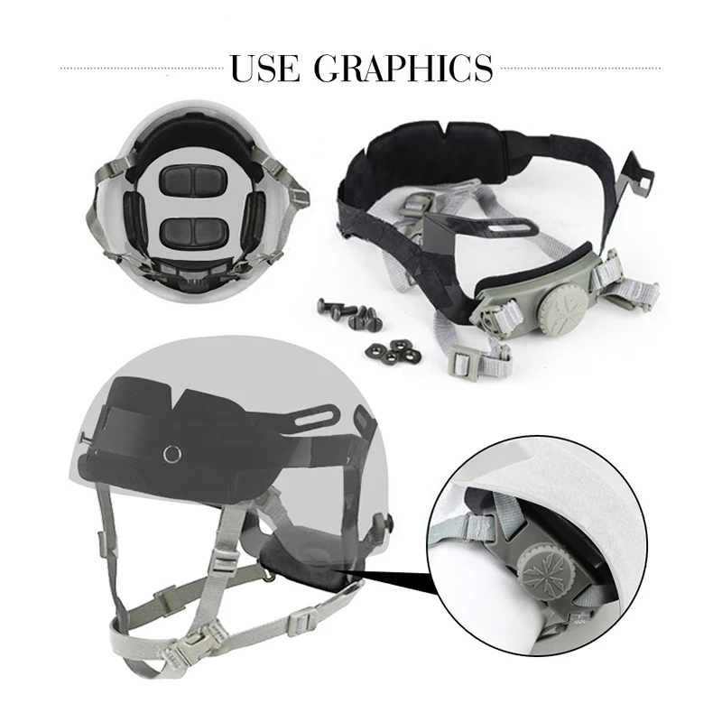 Tactical Helmet Inner Suspension Locking System Adjustable Fast Helmet Strap Shooting Hunting Airsoft Helmet Accessories