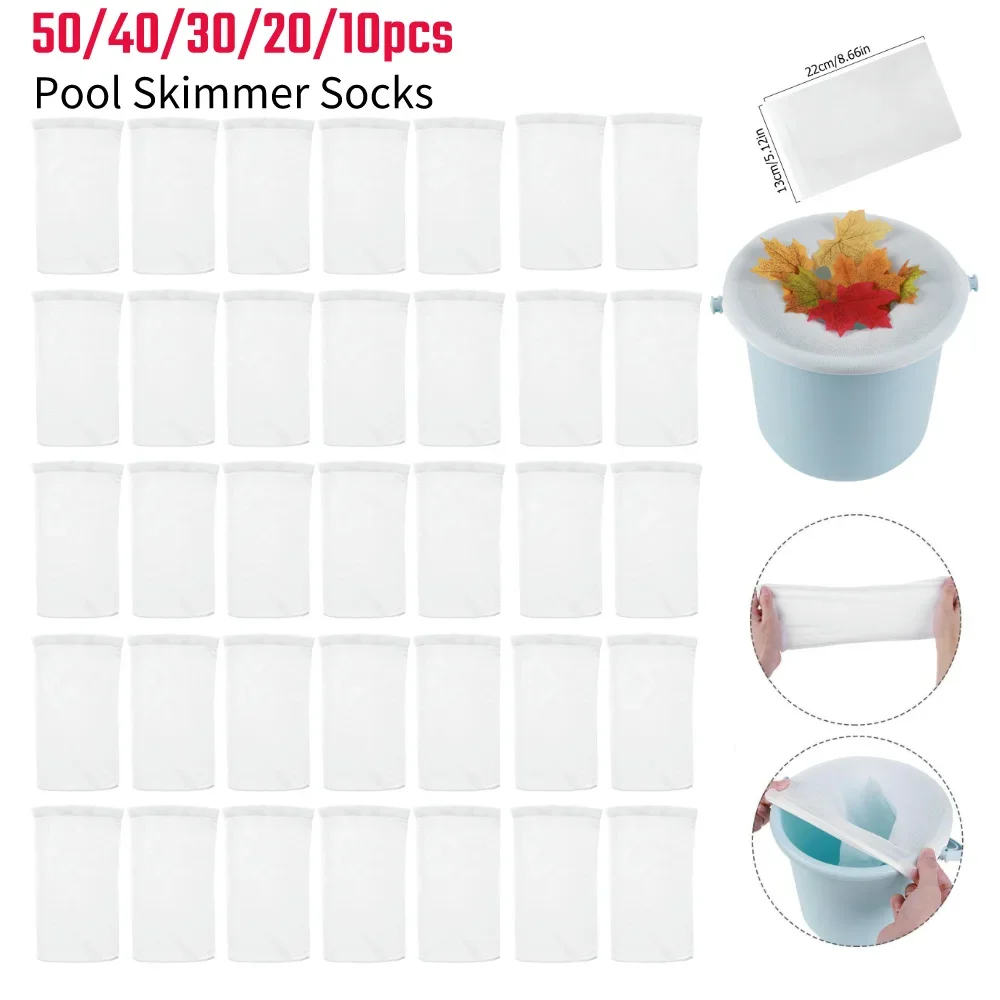 50/10 Pack Pool Skimmer Socks Baskets Filters Net Saver for Swimming Pool Pond Swimming Pool Cleaning Tool Accessories