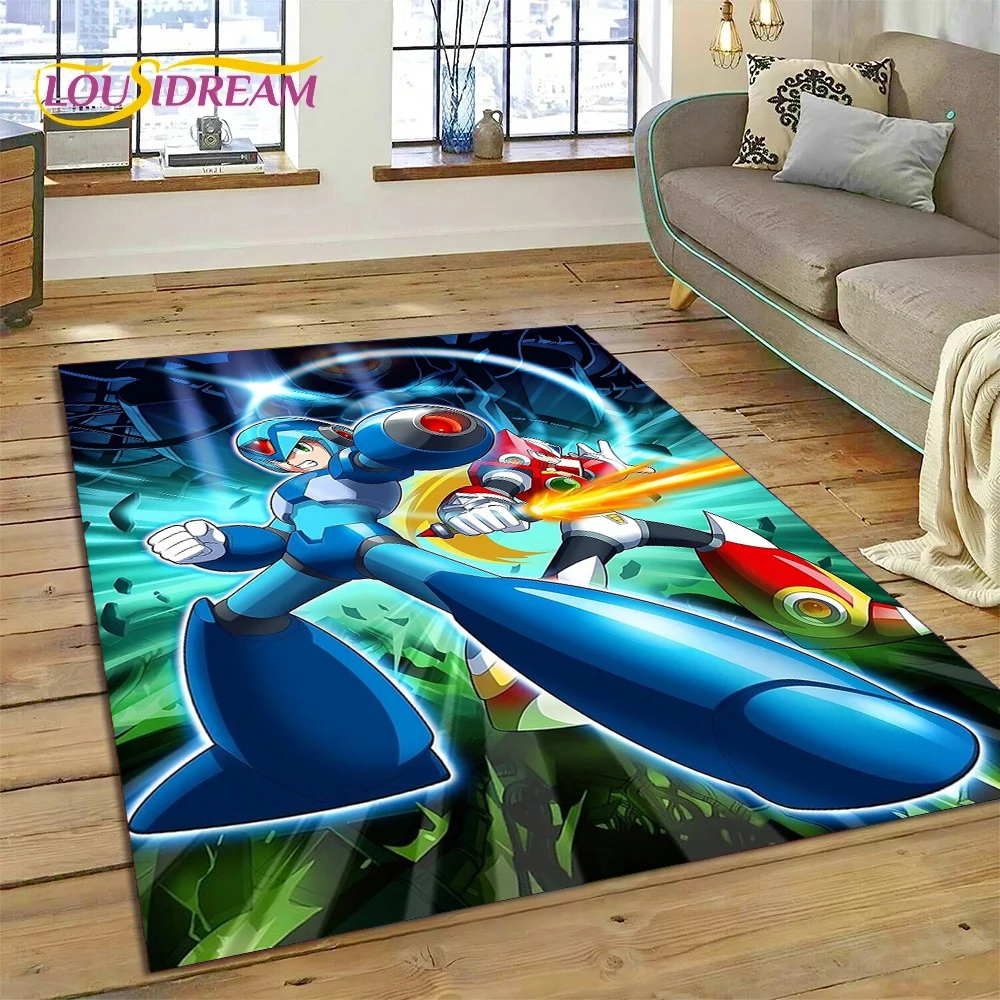 

Retro Cartoon Rockman Mega Man Game Rug Carpet for Living Room Bedroom Home Decor,Floor Mat Non-slip Decoration for Sofa Doormat