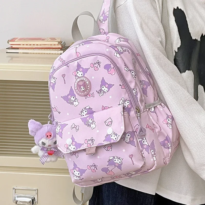 Sanrio Hello Kitty Cute Lightweight Student School Bag Cartoon Kulomie Short Trip Large Capacity Casual Backpack No Pendant